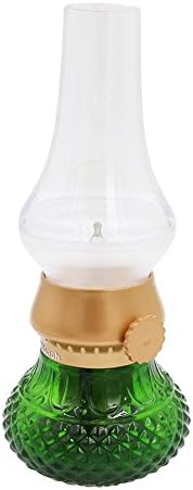 iYonch Retro Rechargeable LED Desk Lamp Night Light,Blowing Controlled USB Powered Imitate Kerosene Oil Lamp with Dimmer Control Knob for Dinner Home Camping Outdoor Green