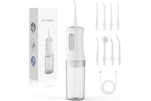 KIDSCOTER Cordless Water Flosser for Teeth Cleaning Pick - Electric Dental Irrigator with 4 Cleaning Modes & 8 Jet Tips, IPX7 Waterproof, Portable Rechargeable Design for Home & Travel Use,White