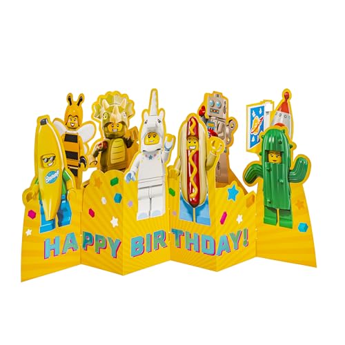 Hallmark Birthday Card, LEGO Characters, 3D & Pop Up Design, Yellow
