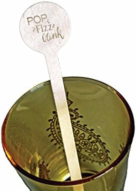 Pop Fizz Clink Wood Drink Stirrers pack of 8