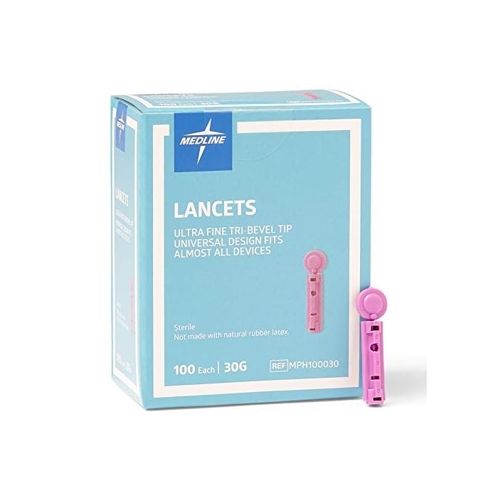 Medline General Purpose Lancet, Can be Used with Most Universal Lancing Devices, 30G, Box of 100