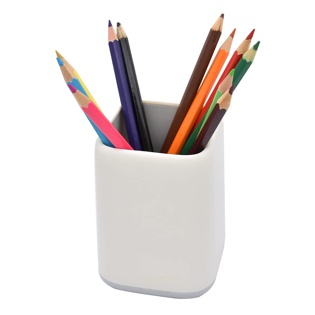 Hoshen 1 Pieces Desktop Creative Pencil Holder, Student Stationery Barrel,Office Stationery Organizing Box, Pen Holder ，White