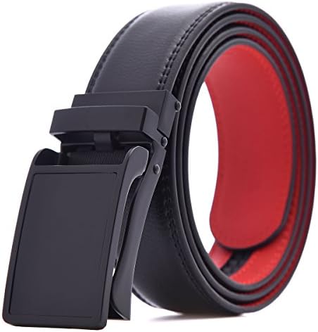 Men's Adjustable Leather Ratchet Click Belt with Automatic Sliding Buckle-Trim to Fit