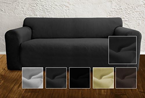Ambivelle Elastic couch cover, bi-elastic stretch cover, sofa cover, slipcover to fit many popular two-seater sofas, 2 seater, anthracite