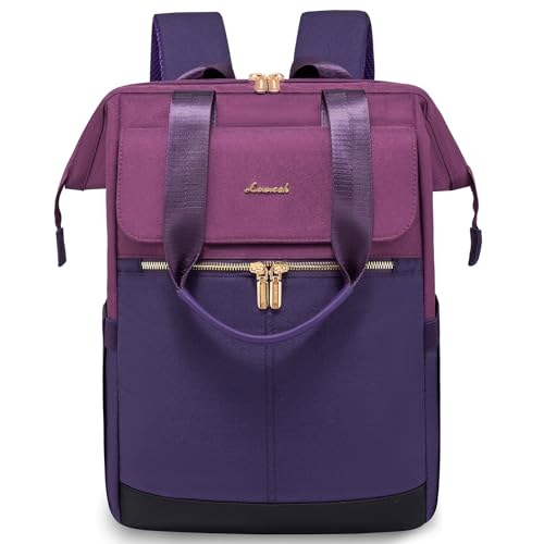 LOVEVOOK Damen Rucksack Modern, Laptop Schulrucksack Wasserdicht, Schultasche Teenager Backpack Women Elegant Tagesrucksäcke Handtasche 2 in 1, 17,3 Z