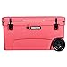 Driftsun Heavy Duty Rotomolded Thermoplastic UV Resistant Portable Rolling 70 Quart Insulated Hardside Ice Chest Beverage Cooler, Coral