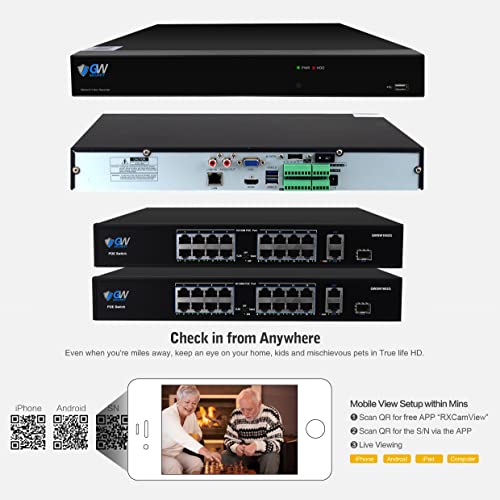 GW Security 32 Channel PoE NVR UltraHD 4K Smart AI Security Camera System with 32 x 4K (8MP) IP