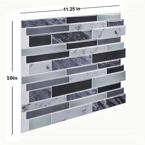 Vamos Tile Premium Anti Mold Peel and Stick Tile Backsplash,Stick On Backsplash Wall Tiles for Kitchen & Bathroom-Removable,Self Adhesive-11.25" x 10" (6 Sheets)