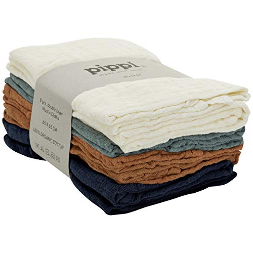 PIPPI Muslin Cloth Solid Baberos Bebe, Dress Blues, 65x67 para Bebés