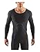 Skins Men's RY400 Compression Long Sleeve Recovery Top, Graphite/Blue, Large