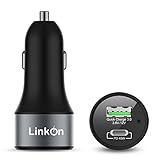 LinkOn Car Charger 63W USB C PD Power Delivery 3.0 and USB A Quick Charge 3.0 for MacBook Pro,Chromebook, iPhone Xs/Max/XR/X/8, iPad Pro/Air 2/Mini, Samsung Galaxy Note9/Note8/S9/S9+,Pixel 2 XL,Nexus
