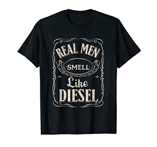 Mens Real Men Smell Diesel Mechanic Funny Farmer Trucker T Shirt
