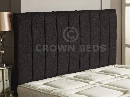 CROWNBEDSUK APOLLO CHENILLE HEADBOARD 2ft6,3ft,4ft,4ft6,5ft,6ft Black, 5ft (Kingsize)