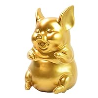 HomeBerry 21cmH Polyresin Piggy Bank Saving Bank Coin Bank Box Money Bank Pig Figurine Nursery Decor Gift Gold