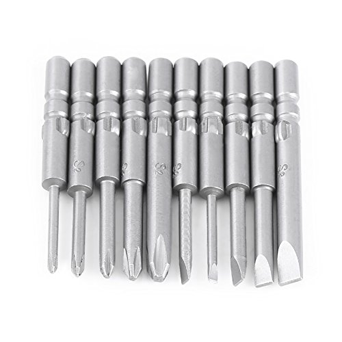 Click Here to See More Images 10pcs S2 Alloy Steel Electric Screwdriver Drill Bits Set Round Shank Cross Head/ Slotted Head Power Tools