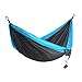 HONEST OUTFITTERS Single Camping Hammock with Basic Hammock Tree Straps,Portable Parachute Nylon Hammock for Backpacking Travel Grey/Blue 55