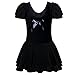 BHL Kids Girls Dance Leotard 3-14 Years Ruffle Sleeve (5-6, Black)