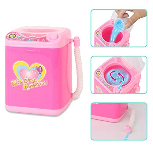 TTbuy 2019 New Makeup Brush Cleaner Device Simulation Automatic Cleaning Washing Machine Mini Toy,Electric Makeup Brush Spinner Cleaning Machine Cleanse Cosmetics, Dusts Washer,Pink (B) - Thumbnail 2