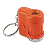 Carson MicroMini 20x LED Lighted Pocket Microscope with Built-In UV and LED Flashlight - Orange