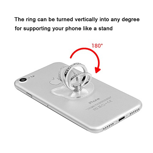 Mavis's Diary 2 Pcs Ring Stand Holder Transparent Cat Universal 360 Degree Rotating Phone Metal Buckle Tablet Finger Grip Kickstand for All Phones Tablets - Sliver & Rose Gold - Thumbnail 3