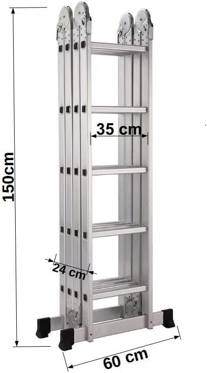 Escada articulada multifuncional de alumínio dobrável 4x5 degraus