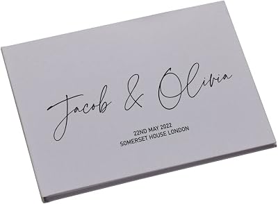 ukgiftstoreonline Personalised Modern Wedding Linen Guest Book A4