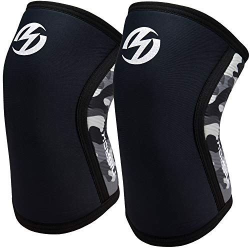 Knee Sleeves (1 Pair), 7mm Neoprene Compression Knee Braces, Great Support for Cross Training, Weightlifting, Powerlifting, Squats, Basketball and More