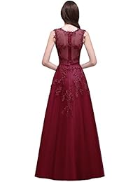 Babyonline Lace A Line Vestido formal de noche para mujer Vestido largo de fiesta