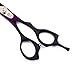 Dream Reach 7.0 inches Professional Decompressed Elastic Handle Pet Grooming Scissors Set,Straight & Chunker & 2 Curved Scissors 4pcs Set for Dog Grooming (Purple) (Down-Curved Scissor)