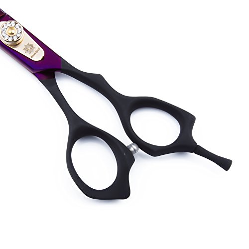 Dream Reach 7.0 inches Professional Decompressed Elastic Handle Pet Grooming Scissors Set,Straight & Chunker & 2 Curved scissors 4pcs set for Dog grooming (Purple) (4PSC Set) - Thumbnail 4