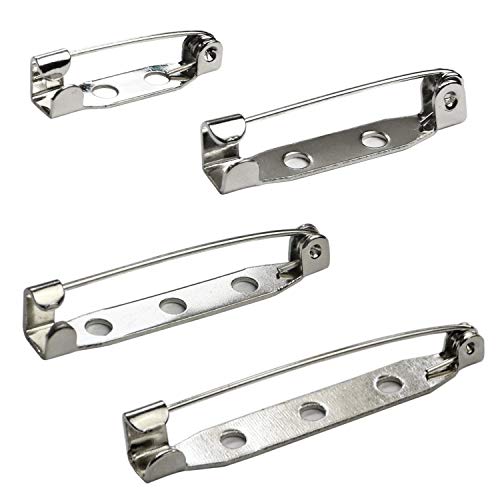Bar Pins Brooch Clasp Pin Backs Safety Pin 120 Pieces Silver for Name Tags, Badges (4 Sizes 20mm 25mm 32mm 38mm)