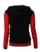 Stylish Color Contrast Long Sleeves Hoodie Varsity Jacket Black Red XL