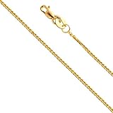 14k Yellow OR White Gold SOLID 0.8mm Braided Square Wheat Chain Necklace with Lobster Claw Clasp