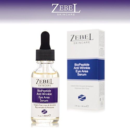 Anti Aging Eye Serum for Wrinkles and Dark Circles composed with Peptides, Red Algae, Collagen and Jojoba Oil. Zebel Skincare