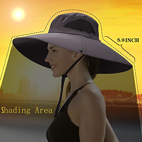 Leotruny Women Super Wide Brim Sun Hat UPF50+ Waterproof Straw Hat for