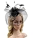 Urban CoCo Women's Elegant Flower Feather and Veil Fascinator Cocktail Party Hair Clip Hat