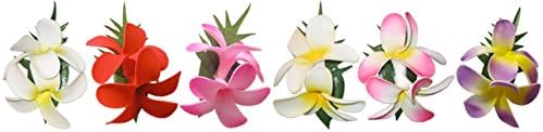 Foam Tutu Hair Clip, Lg. Plumeria with Fern (Pack of 6)