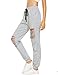SweatyRocks Women's Ripped Pants Drawstring Yoga Workout Sweatpants Heather
