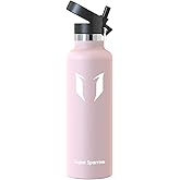 Super Sparrow Water Bottle Insulated - 17 Oz / 25 Oz / 32 Oz - Standard Mouth FlipFlow Flask - BPA Free, Leak Proof Drink Bottle- Ergonomic Straw Water Bottle for Work, Gym, Travel, Sports, Outdoor