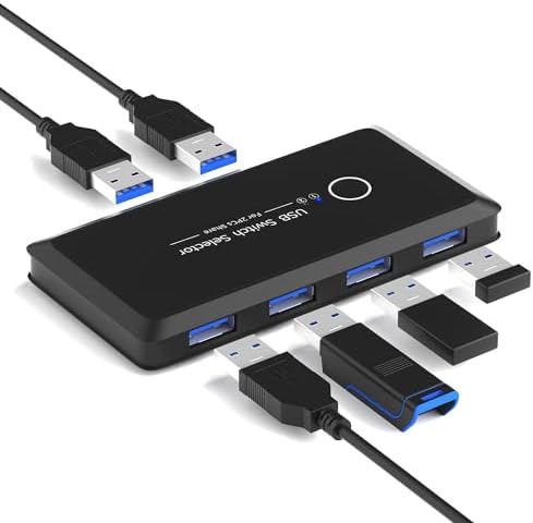 DGODRT USB 3.0 KVM Switch 2 Computer 4 Device Sharing 5Gbps Speed 2 Cables
