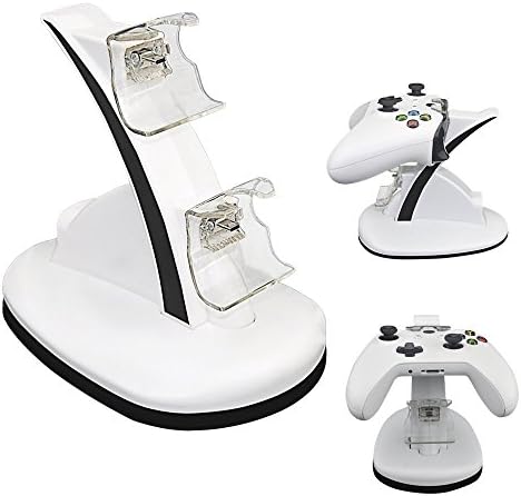 XBOX ONE/XBOX ONE S Dual Controller USB Charging Dock Station Stand ,Likorlove Docking Charging Station Stand with LED For Microsoft Xbox One / Xbox One S Dual USB Controller ,White
