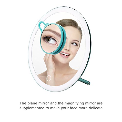 BIGWINNER USB Charge LED Makeup Mirror, Portable Travel Vanity Mirror with Natural LED Light Dimmable and Removable Cosmetic Mirror for Bedroom/Travel (Blue) - Thumbnail 2