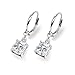 Sterling Silver Genuine, Simulated or Created Gemstone 7mm Cushion-cut Dangle Leverback Earrings