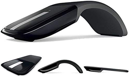 Wireless Mouse with USB Mini Folding Mouse 2.4GHz Arc Optical Touch Receiver Suitable for PC Laptop Notebook (Black)