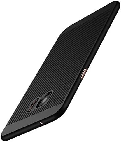 Samsung Galaxy S7 Edge Protective Case ,JINRUNHU Radiating Ultra Thin Full Wrapped DIY Reticulated Shells Slim Hard PC Case Breathable Non Slip Anti-Fingerprint Back Cover For Samsung S7 Edge [Black]