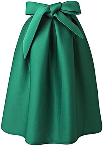 TrendsGal Women's Vintage High Wiast Bowknot A-Line Ball Gown Skirt (Green M)