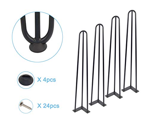 Mrhardware Black Hairpin Metal Table Legs, Height 34 Inches 1/2 inch of Cold-Rolled Steel Bending -(Set of 4)(H34"-3Rod-1/2") - Thumbnail 7