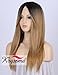 K’ryssma Fashion Ombre Blonde Synthetic Wigs for Women 2 Tone Color Dark Roots Middle Part Long Natural Looking Straight Heat Resistant blonde wig
