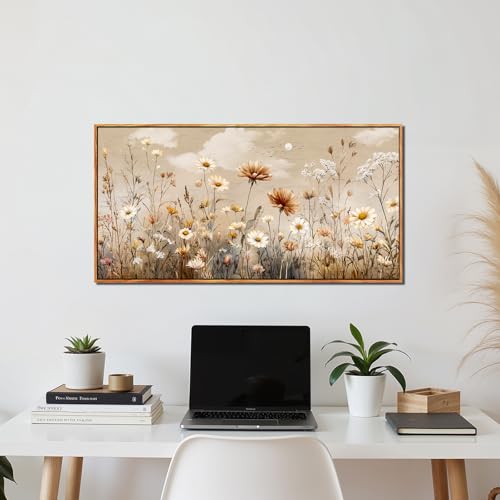 SERIMINO Modern Living Room Decoration Paintings, Frames for Large Decorative Canvas, Vintage Decorative Flowers Prints, Paintings, Nature, Hallways, Dining Room, Bedroom, 50 x 100 cm