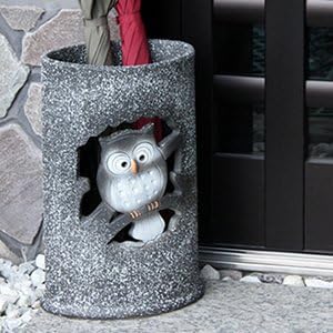 信楽焼 小判型ふくろう傘立て しがらき焼 笠立て 陶器 おしゃれ Kt 0152